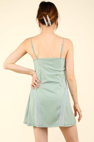 VERY J Mesh Detail Tennis Mini Active Dress with Shorts Inside Mini Dresses