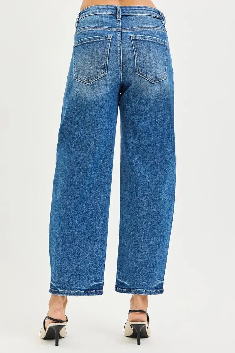 RISEN Slouchy Cropped Barrel Jeans - DAVERRI FASHIONS