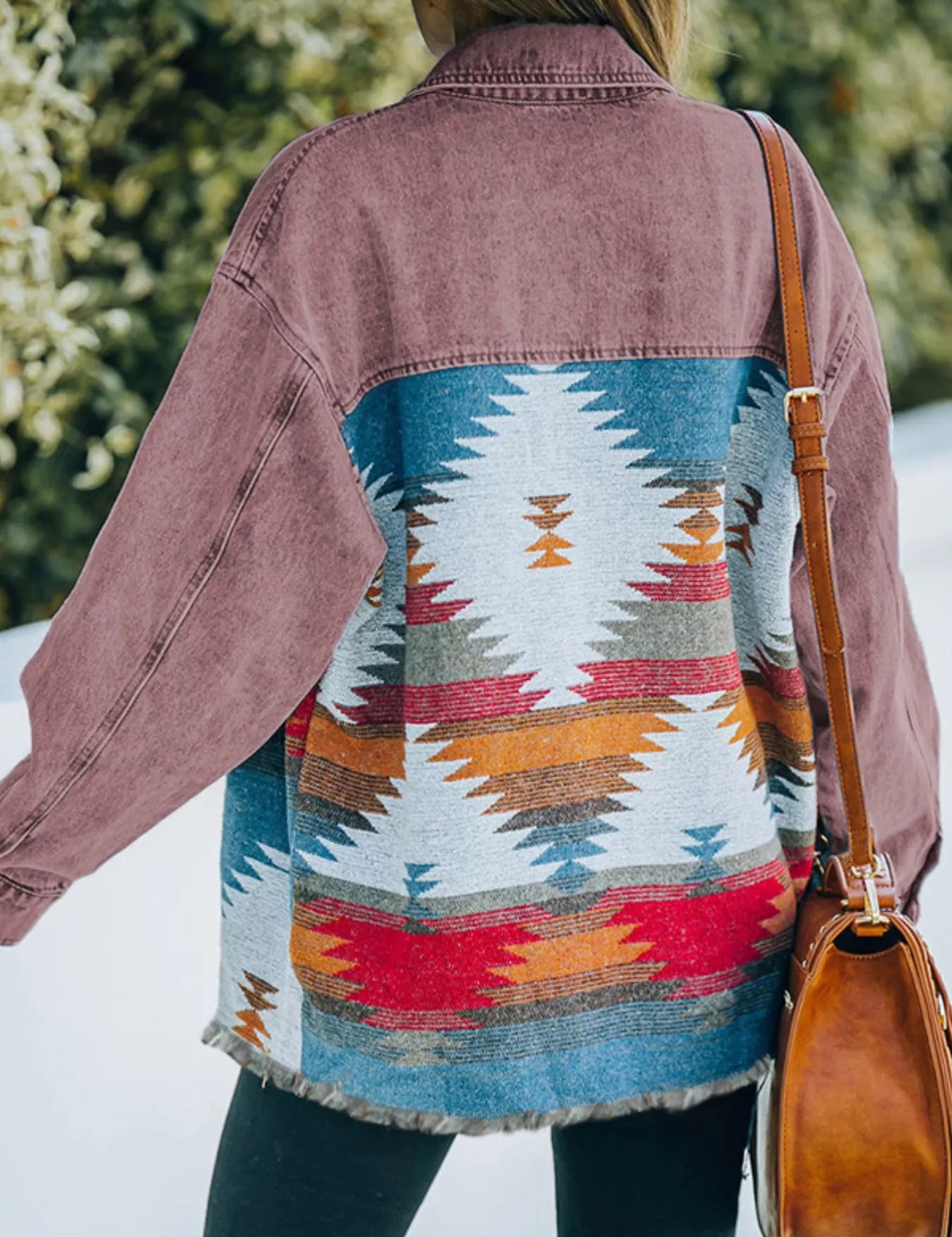 Aztec Print Button Up Jacket | Denim Jackets Daverri Fashions