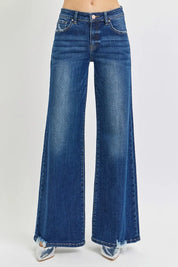 RISEN Full Size Mid Rise Wide Jeans | Jeans Daverri Fashions