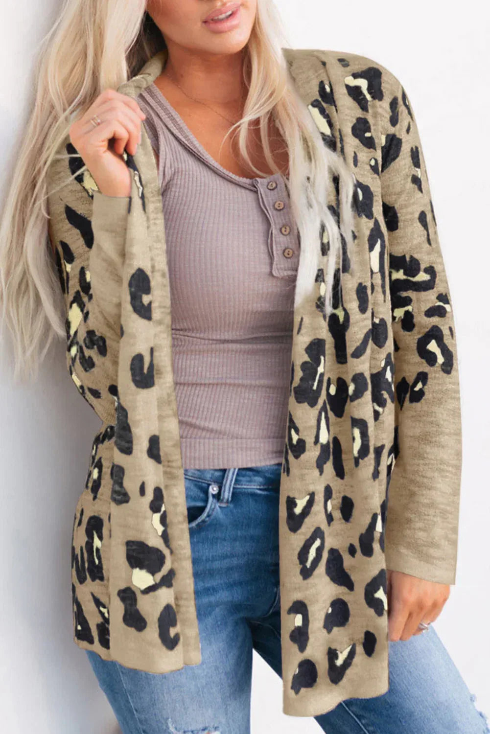 Printed Long Sleeve Cardigan - DAVERRI FASHIONS