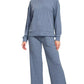 Ribbed Drawstring Lounge Pants Dusty Blue - DAVERRI FASHIONS