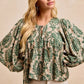 BiBi Printed Woven Front Tied Blouse with Baloon Sleeve - DAVERRI FASHIONS