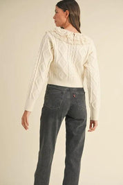 MABLE Ruffled Lace Crochet Sweater | Sweaters Daverri Fashions