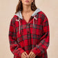 BiBi Brushed Plaid Hooded Jacket - DAVERRI FASHIONS