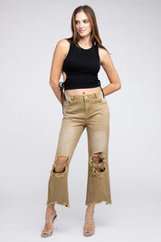 Distressed Vintage Washed Wide Leg Pants Pants