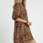 Umgee Full Size Leopard Print Mini Dress with Contrast Trim Plus Size Dresses