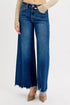 RISEN high-rise ankle wide jeans in blue denim with frayed hem