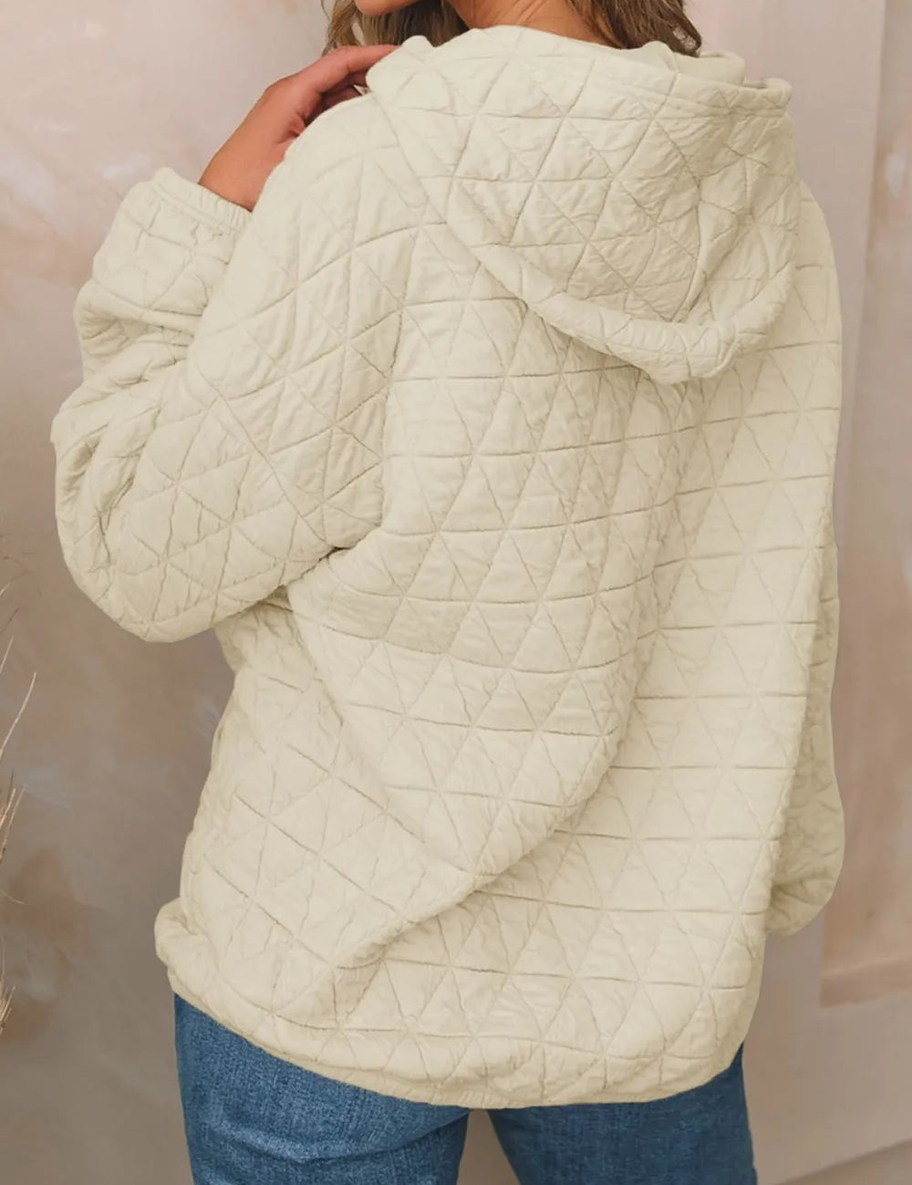 Textured Long Sleeve Hoodie with Pockets | Hoodies Daverri Fashions