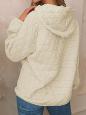 Textured Long Sleeve Hoodie with Pockets | Hoodies Daverri Fashions