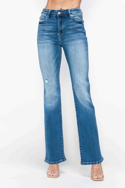 bytos Full Size Distressed High Rise Jeans with Pockets | Jeans Daverri Fashions