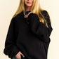 Davi & Dani Round Neck Raglan Sleeve Sweatshirt Black Sweatshirts
