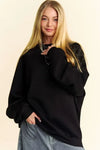 Davi & Dani Round Neck Raglan Sleeve Sweatshirt - DAVERRI FASHIONS