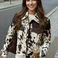 Cow Print Collared Neck Jacket - DAVERRI FASHIONS