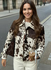 Cow Print Collared Neck Jacket - DAVERRI FASHIONS