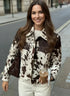 Cow Print Collared Neck Jacket - DAVERRI FASHIONS