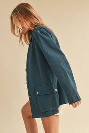 Aemi + Co Seam Detail Button Up Jacket with Pockets