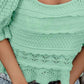 BiBi Square Neckline with Puff Sleeve Crochet Top Tops