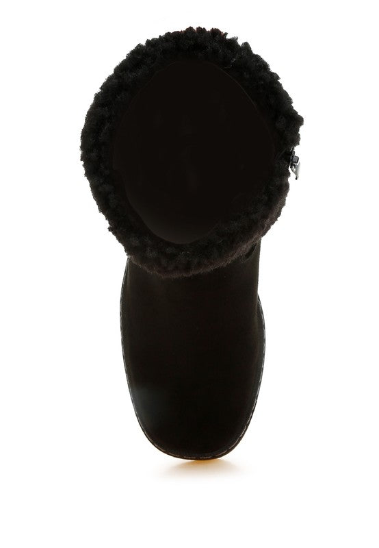 Woolly Faux Fur & Embroidery Detail Boots | Boots Daverri Fashions