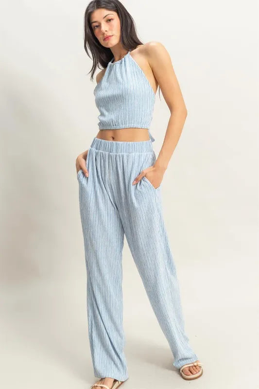 HYFVE Striped Halter Neck Top and Pants Set
