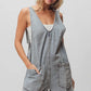 BiBi Patch vintage washed denim shortall with light-wash relaxed fit
