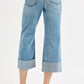 RISEN Full Size Tummy Control High Rise Ankle Wide Cuffed Jeans - DAVERRI FASHIONS