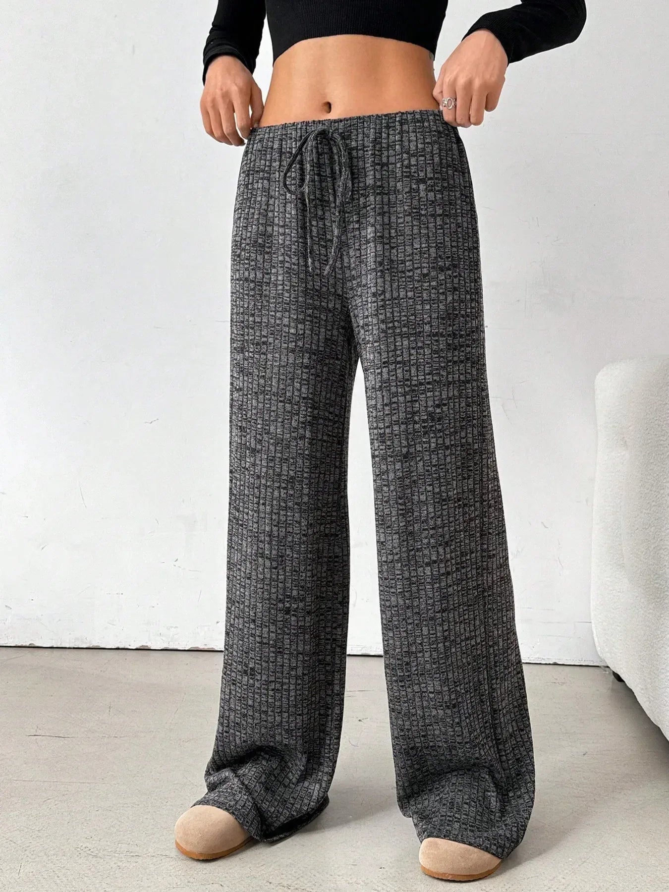 Striped Wide Leg Drawstring Pants - DAVERRI FASHIONS