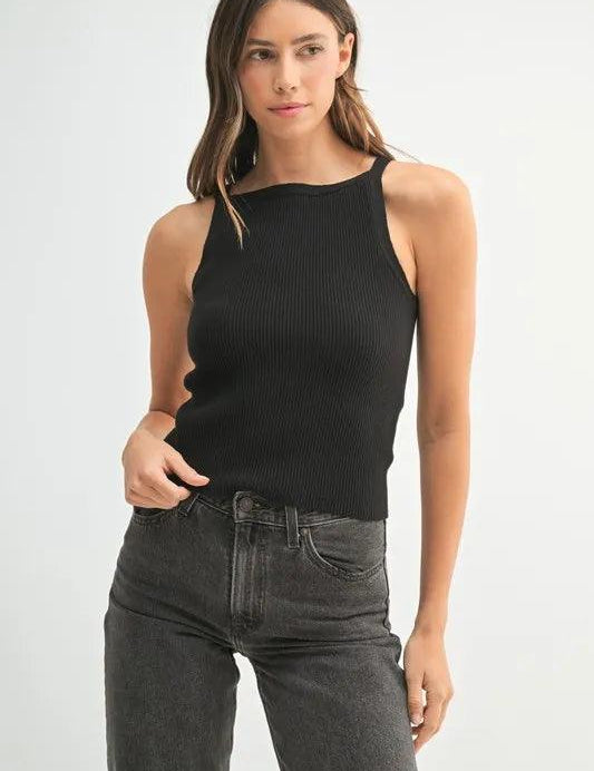 Black S MABLE Ribbed Knit Tank | Tank Tops Daverri Fashions