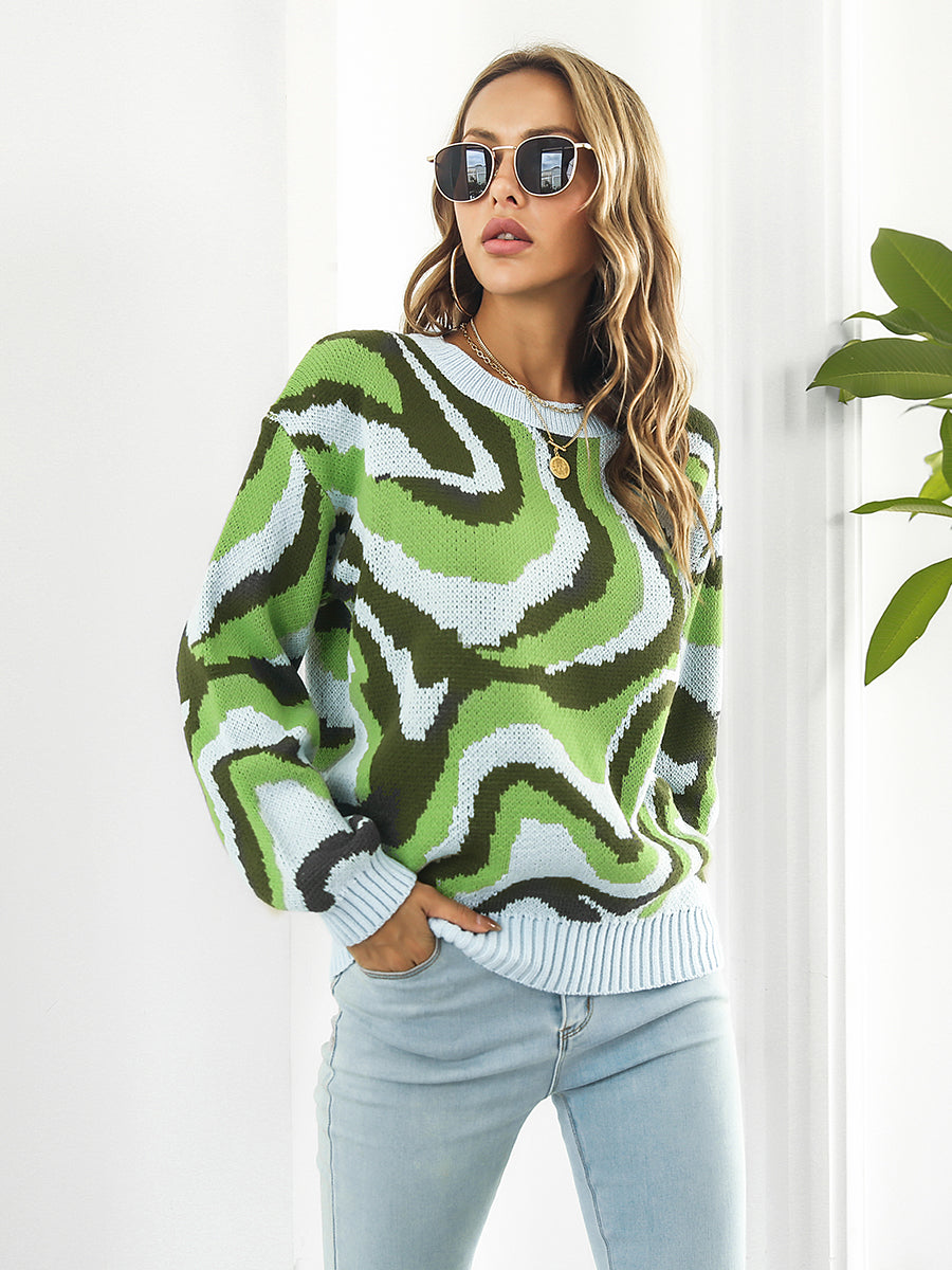 Matcha Green Round Neck Dropped Shoulder Sweater | Sweaters Daverri Fashions