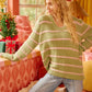 BiBi Striped Long Sleeve Sweater - DAVERRI FASHIONS
