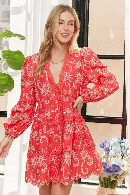 ADORA Puff Sleeve Floral Dress Mini Dresses