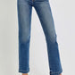 RISEN Full Size Tummy Control Elastic Band Mid Rise Straight Jeans - DAVERRI FASHIONS