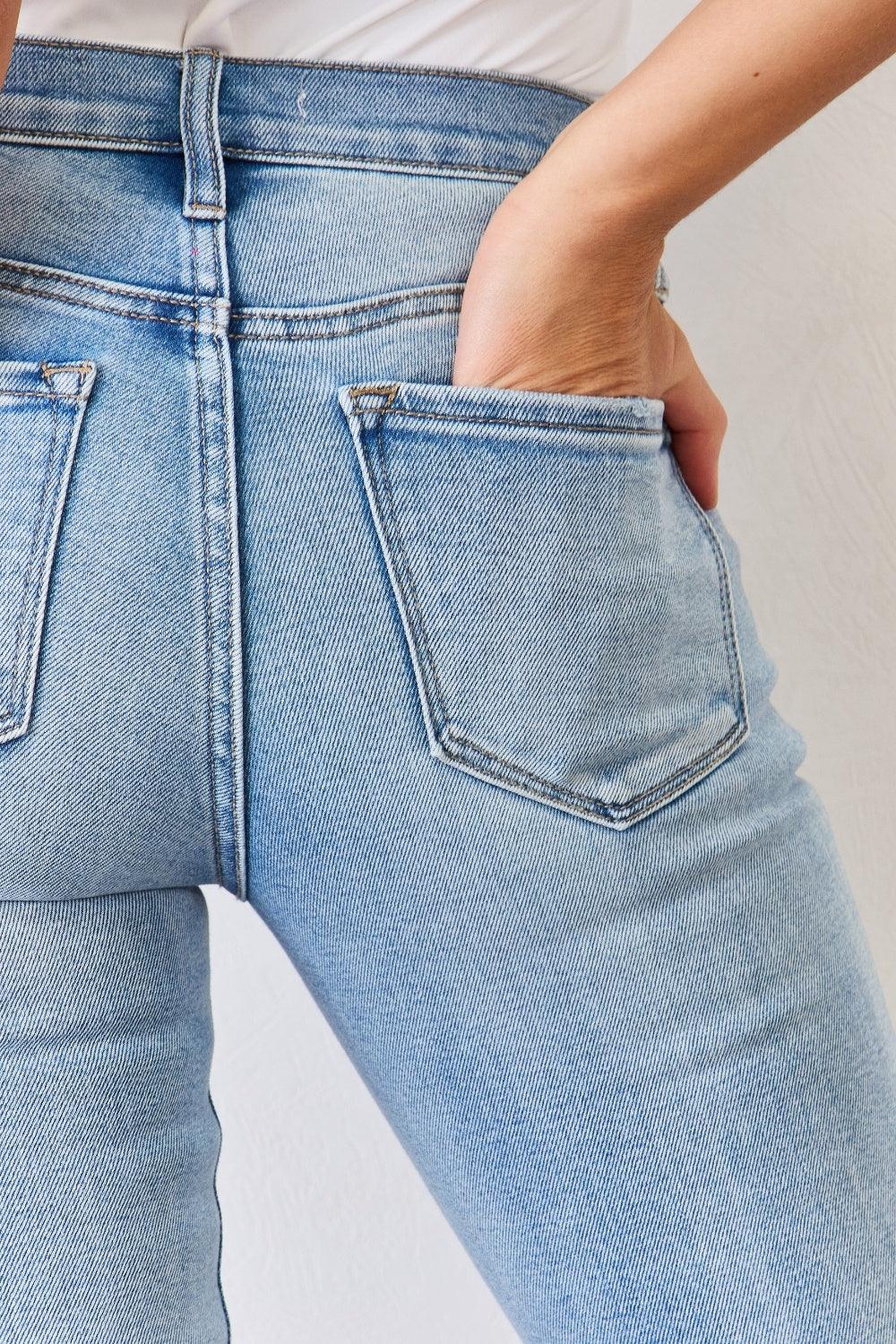 Kancan Plus Size Mid Rise Y2K Slit Bootcut Jeans Jeans