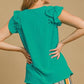 Umgee Full Size V-Neck Double Layered Ruffle Sleeve Blouse Plus Size Blouses