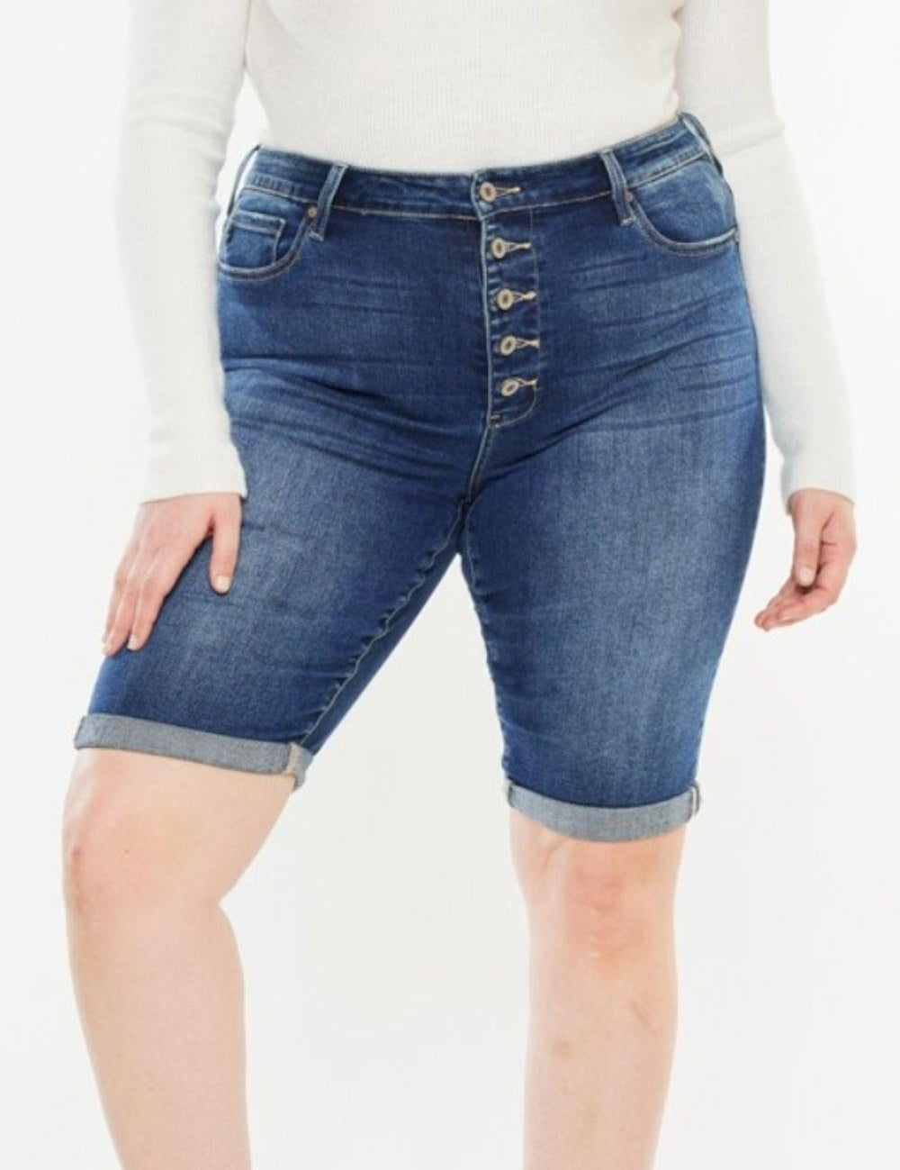 Kancan Full Size Cat's Whiskers Button Fly Denim Shorts | Daverri Fashions