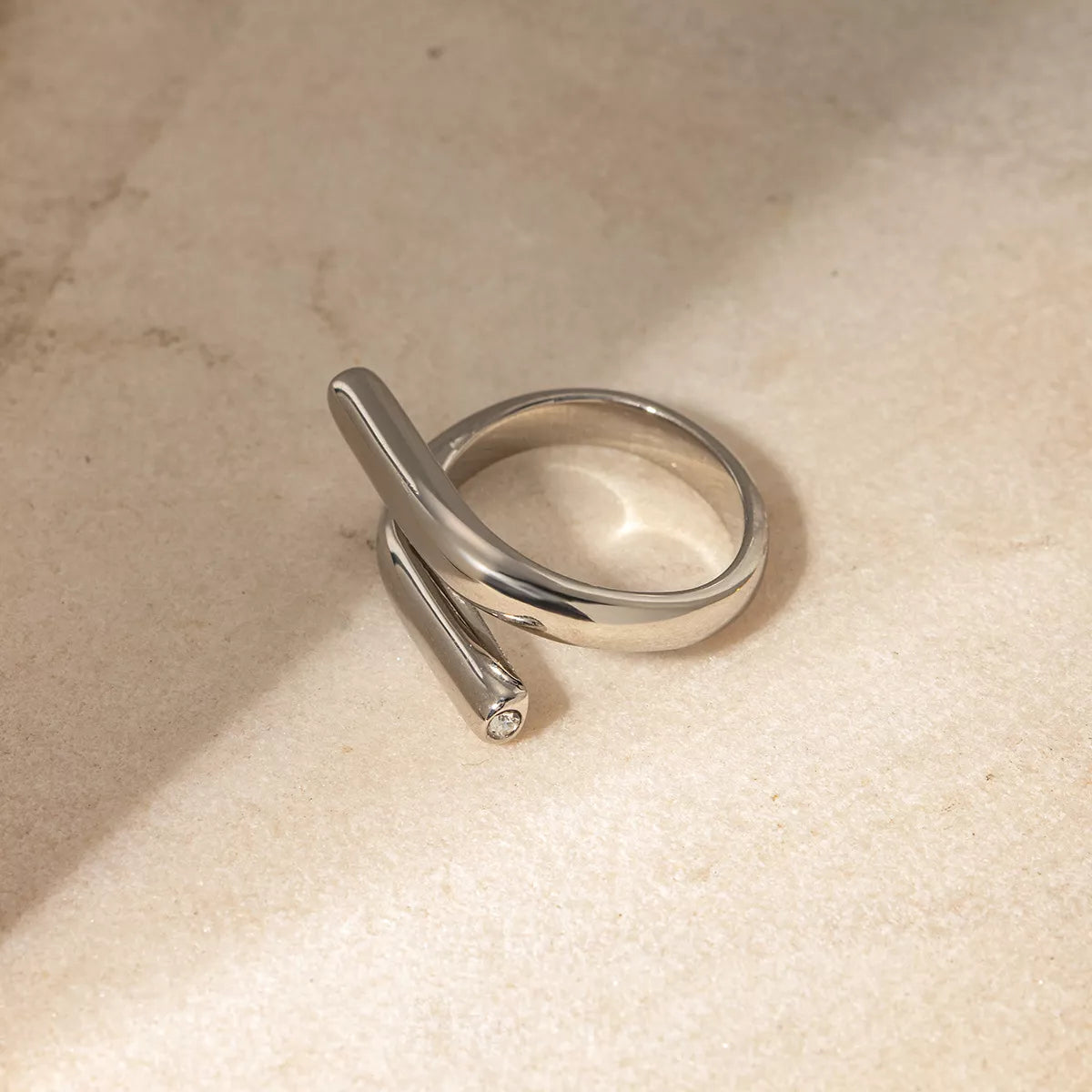Silver onesize Stainless Steel Bypass Ring | Rings Daverri Fashions