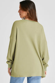 Waffle-Knit Long Sleeve Sweatshirt | Sweatshirts Daverri Fashions