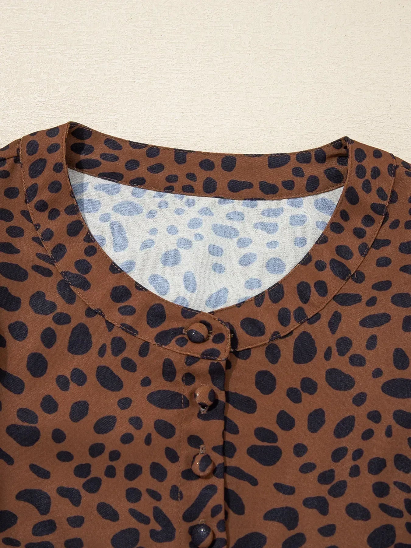 Leopard Print Ruffled Puff Sleeve Blouse - DAVERRI FASHIONS