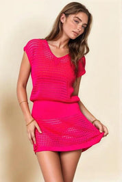 Davi & Dani Sleeveless V Neck Mesh Knit Cover Up Dress | Cover-Ups Daverri Fashions