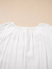 Floral Embroidered Tie Neck Blouse | Blouses Daverri Fashions