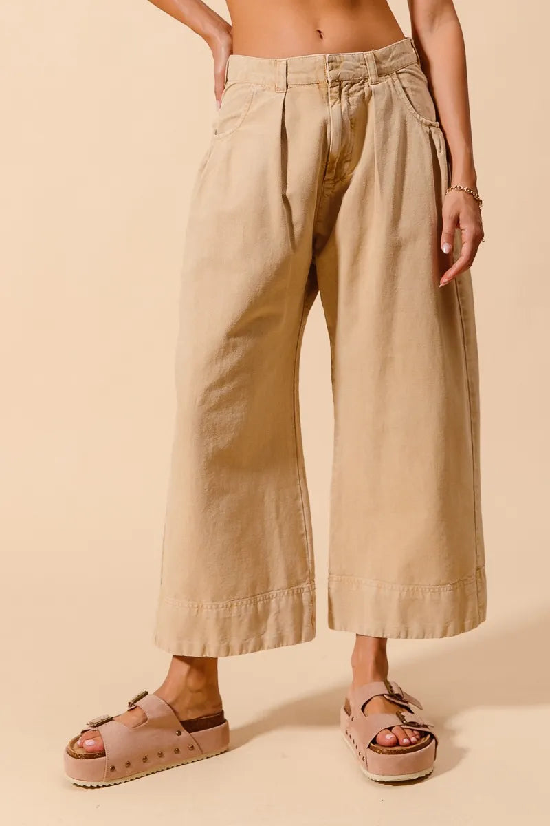 SO ME Mid Rise Wide Leg Chino Pants With Pockets Pants