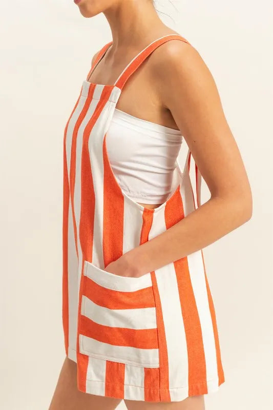 HYFVE Striped Sleeveless Overall Romper Shortalls