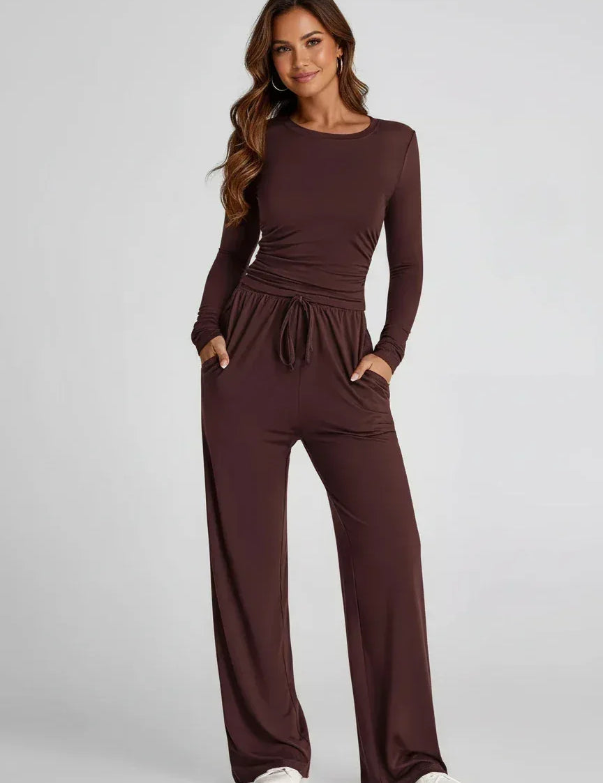 Daverri Fashions Full Size Casual Long Sleeve Top and Pants Set Plus Size - DAVERRI FASHIONS