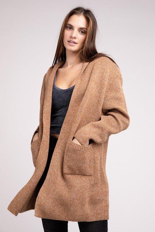 Zenana Hooded Cardigan Sweater Cardigans