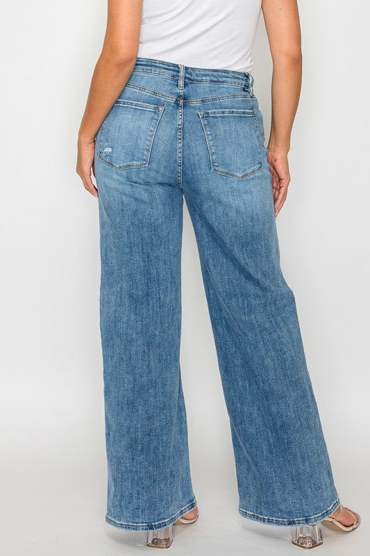 bytos Full Size High Rise Wide Leg Jeans with Pockets | Jeans Daverri Fashions