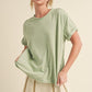 Aemi + Co Exposed Seam Round Neck Short Sleeve T-Shirt T-Shirts
