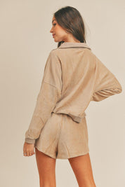 MABLE Corduroy Half Zip Top and Shorts Set | Outfit Sets Daverri Fashions
