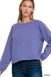 MARLIN Zenana Fleece Raglan Round-Neck Sweatshirt | Daverri Fashions