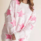 Oversized Star Pattern Ribbed Edge Drop Shoulder Sweater - DAVERRI FASHIONS