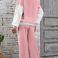 Color Block Round Neck Top and Pants Set - DAVERRI FASHIONS